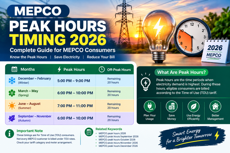 MEPCO Peak Hours Timing 2026